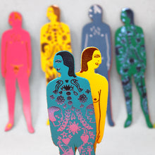 Load image into Gallery viewer, Tattooed Nudist Woman Bookmark by Ark Colour Design