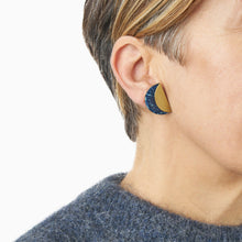 Load image into Gallery viewer, Ellipse Fold Teal and Blue Earrings