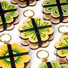 Load image into Gallery viewer, Key Ring Flower Press - Greens & Yellows