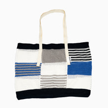 Load image into Gallery viewer, Jo-AMI Tartan Inspired Black and Blue Tilly Tote Bag
