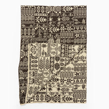 Load image into Gallery viewer, Wool scarf with black and white geometric pattern on a white background