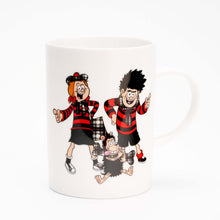 Load image into Gallery viewer, the beano mug beano gift featuring dennis the menace, gnasher and minnie the minx