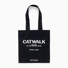 Load image into Gallery viewer, Catwalk exhibition tote bag reverse side with V&A Dundee branding