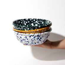 Load image into Gallery viewer, Green and White Splatter Large Enamel Bowl by Yod & Co