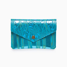 Load image into Gallery viewer, ark colour design leather popper coin purse in metallic turquoise