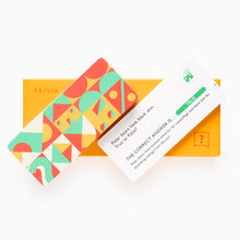 Load image into Gallery viewer, Colorful geometric card with trivia question on a white background