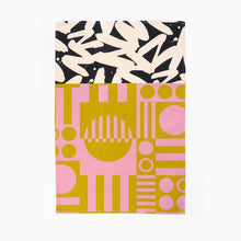 Load image into Gallery viewer, cool tea towel by irregular sleep pattern in light pink and wasabi