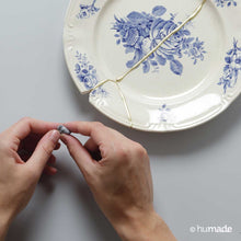 Load image into Gallery viewer, Using the Humade silver Kintsugi kit to repair chipped ceramics