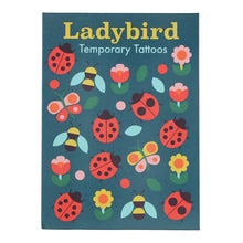 Load image into Gallery viewer, Colourful sheet of ladybird temporary tattoos for children.
