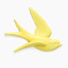 Load image into Gallery viewer, Yellow swallow bird-shaped decorative wall art on a white background