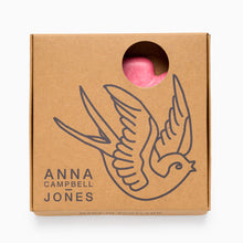 Load image into Gallery viewer, Swallow Bird gift box with a bird illustration and 'Anna Campbell Jones' branding, containing a pink swallow wallart decoration