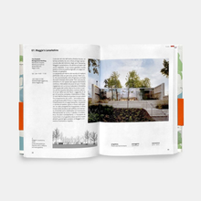 Load image into Gallery viewer, Interior pages of Maggie’s Centres On the Road architecture guide featuring Maggie's Lanarkshire buildings and design details.