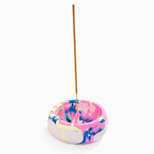 Load image into Gallery viewer, Marbled navy and neon Jesmonite incense stick holder by Nine Angels