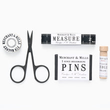 Load image into Gallery viewer, Merchant & Mills sewing kit with scissors, pins, needles and tape measure