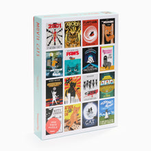 Load image into Gallery viewer, Movie Cats 1000 piece jigsaw puzzle box featuring film-inspired cat illustrations by Nia Gould