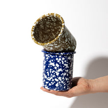 Load image into Gallery viewer, Olive and Cream Splatter Enamel Pot by Yod & Co