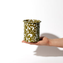 Load image into Gallery viewer, Olive and Cream Splatter Enamel Pot by Yod & Co