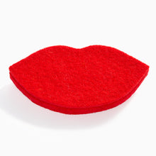 Load image into Gallery viewer, Red felt lips brooch by Scottish designer Lynsey Walters