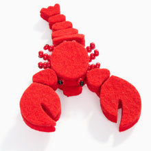 Load image into Gallery viewer, Red felt lobster brooch with bead detail by Scottish designer Lynsey Walters