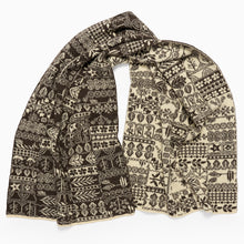 Load image into Gallery viewer, Patterned scarf in black and beige on a white background