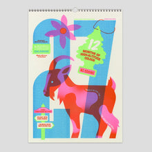 Load image into Gallery viewer, Risotto 2027 A3 wall hanging calendar with colourful graphic design