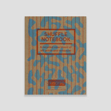 Load image into Gallery viewer, Shuffle recycled notebook with blue and orange risograph-patterned cover