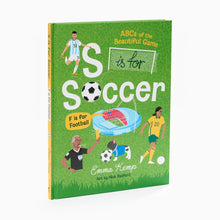 Load image into Gallery viewer, Front cover of S is for Soccer, F is for Football, an illustrated hardback A–Z guide to the beautiful game by Emma Kemp.