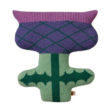 Load image into Gallery viewer, Knitted Scottish thistle shaped cushion by Donna Wilson on white background