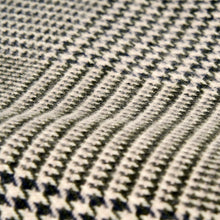 Load image into Gallery viewer, A checkered wool blanket with fringes, predominantly in shades of blue and white.