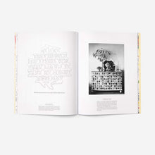 Load image into Gallery viewer, Open book with text and a black and white photo on a white background