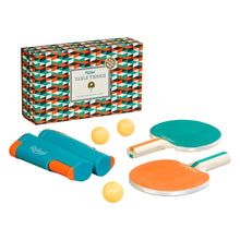 Load image into Gallery viewer, Table tennis set with paddles and balls in front of a patterned box on a white background