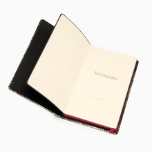 Load image into Gallery viewer, A5 Pink refillable tartan notebook journal in black white and pink open