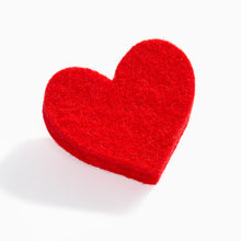 Load image into Gallery viewer, Small red felt heart brooch by Scottish designer Lynsey Walters