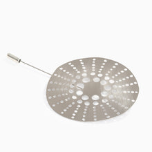 Load image into Gallery viewer, Tom Pigeon Flax Cell aluminium brooch with silver plated stick pin and protector