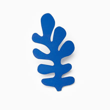 Load image into Gallery viewer, Blue abstract leaf-like shape brooch pin on a white background