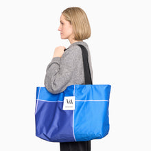 Load image into Gallery viewer, V&A Dundee Upcycled Banner Tote – Landscape (Tartan)
