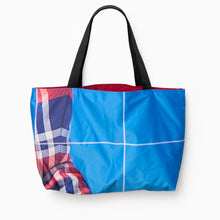 Load image into Gallery viewer, V&A Dundee Upcycled Banner Tote – Landscape (Tartan)