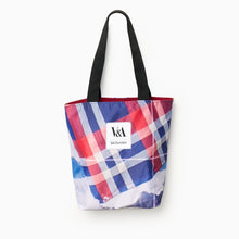 Load image into Gallery viewer, V&A Dundee Upcycled Banner Portrait Tote (Tartan)