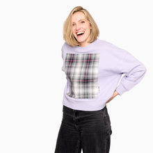 Load image into Gallery viewer, V&A Dundee Tartan Patch Lilac Sweatshirt by Jo-Ami