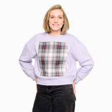 Load image into Gallery viewer, V&A Dundee Tartan Patch Lilac Sweatshirt by Jo-Ami