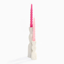 Load image into Gallery viewer, white grey candlesticks and pink candles