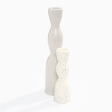 Load image into Gallery viewer, white grey wave candlesticks by Yod and Co