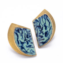 Load image into Gallery viewer, brass and blue earrings by plica studio