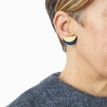 Load image into Gallery viewer, Ellipse Fold Teal and Blue Earrings
