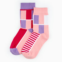 Load image into Gallery viewer, Jo-AMI Tartan Inspired Pink and Lilac Socks
