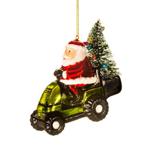 Load image into Gallery viewer, Santa on a Lawn Mower Christmas Bauble
