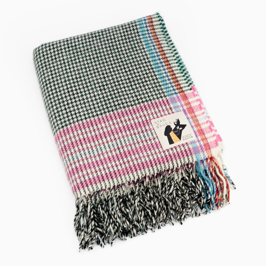 Stag & Bruce Pink Shepherd's Plaid Blanket