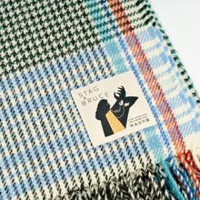 Load image into Gallery viewer, Stag &amp; Bruce Pale Blue Shepherd&#39;s Plaid Blanket
