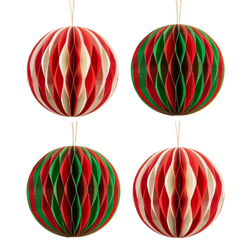 Set of Four Honeycomb Christmas Baubles