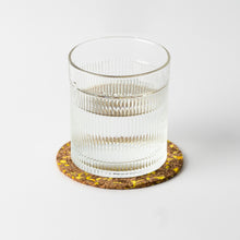 Load image into Gallery viewer, Cork coasters in speckled yellow
